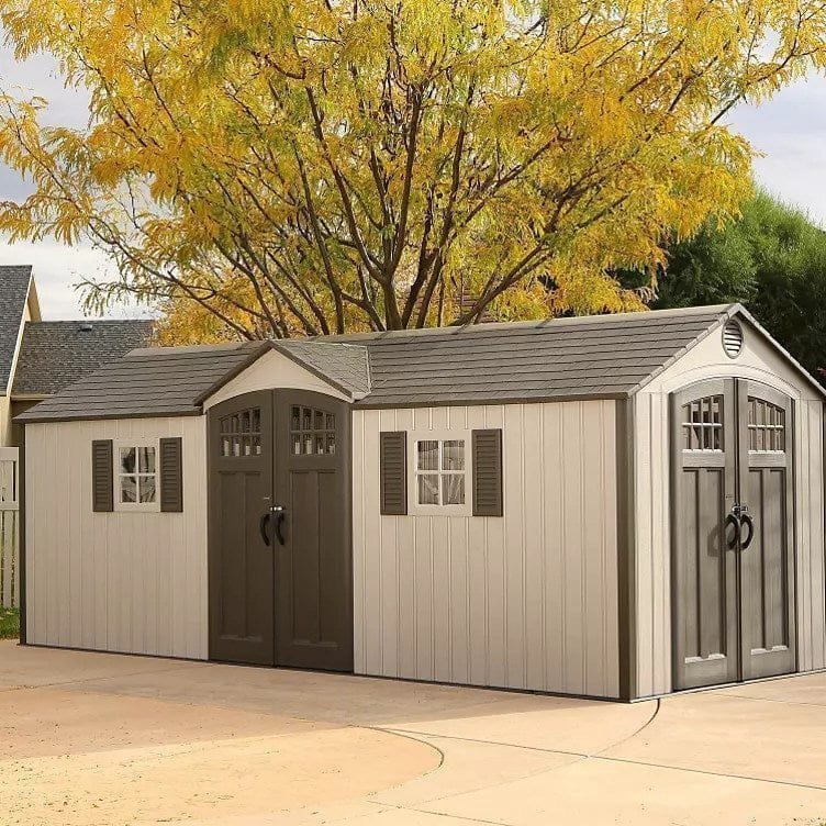 Lifetime 20′ x 8′ Outdoor Storage Shed Building Brown image 1