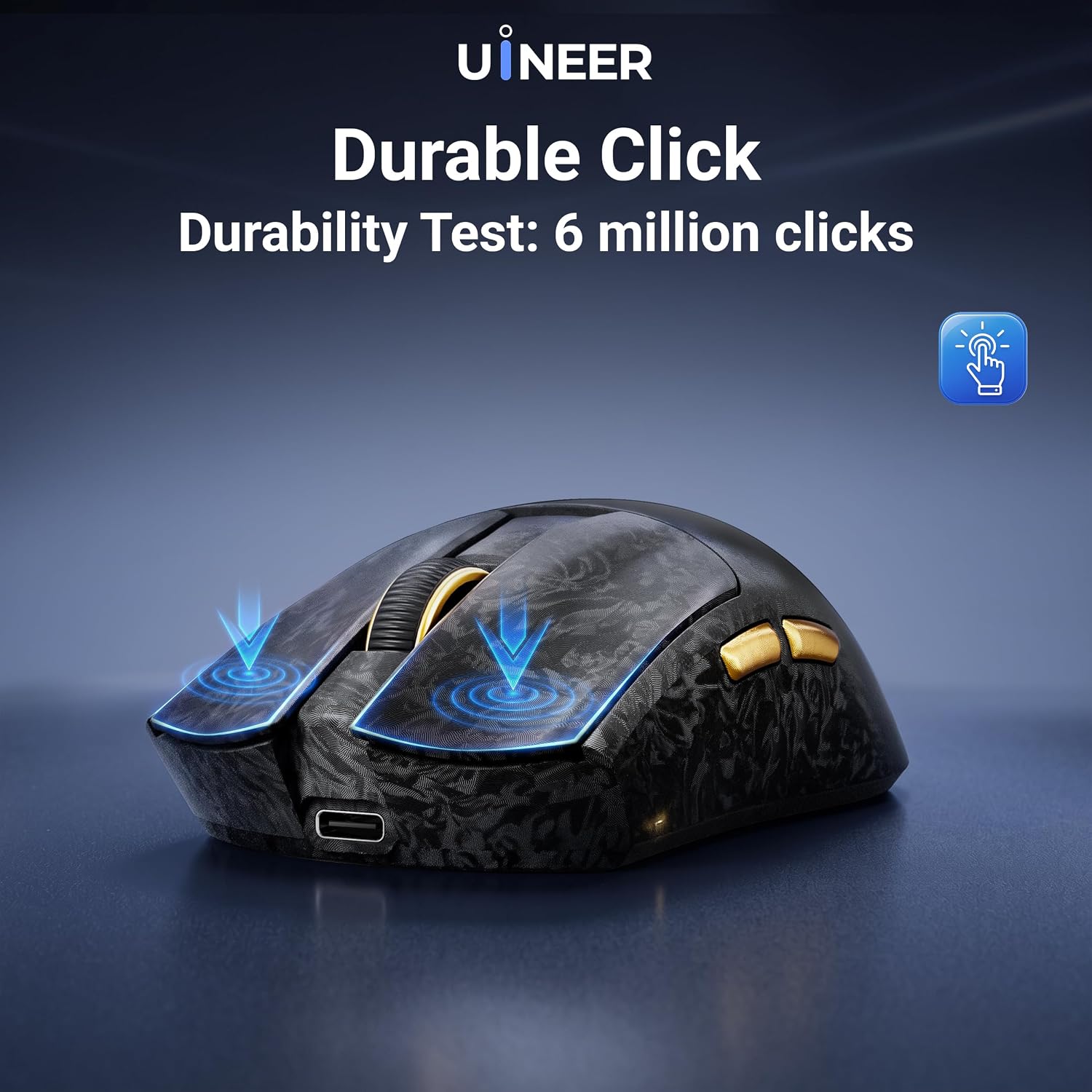 Uineer Wireless Gaming Mouse, Tri‑Mode 2.4G/Bluetooth/Wired, 32000 DPI