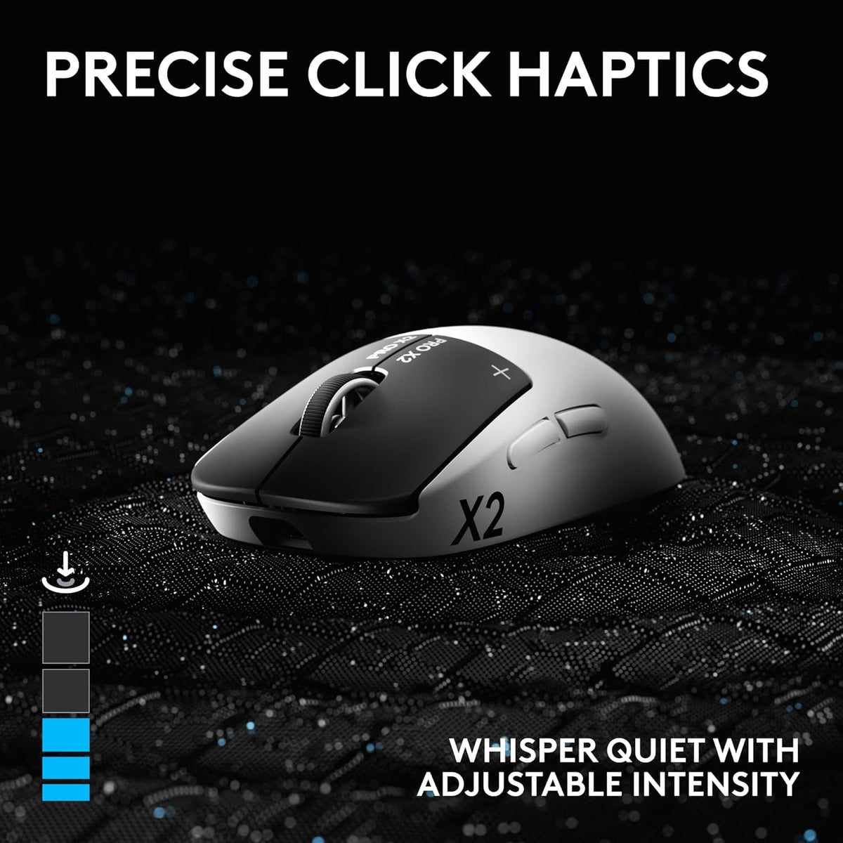 Logitech G PRO X2 SUPERSTRIKE Lightspeed Wireless Gaming Mouse, Fast Performance, Ultra Lightweight (61 g), Customizable Click Haptics, USB-C, for PC/Mac/Laptop - White