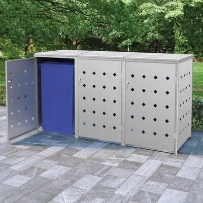 vidaXL Triple Wheelie Bin Shed 63.4 gal Stainless image 3