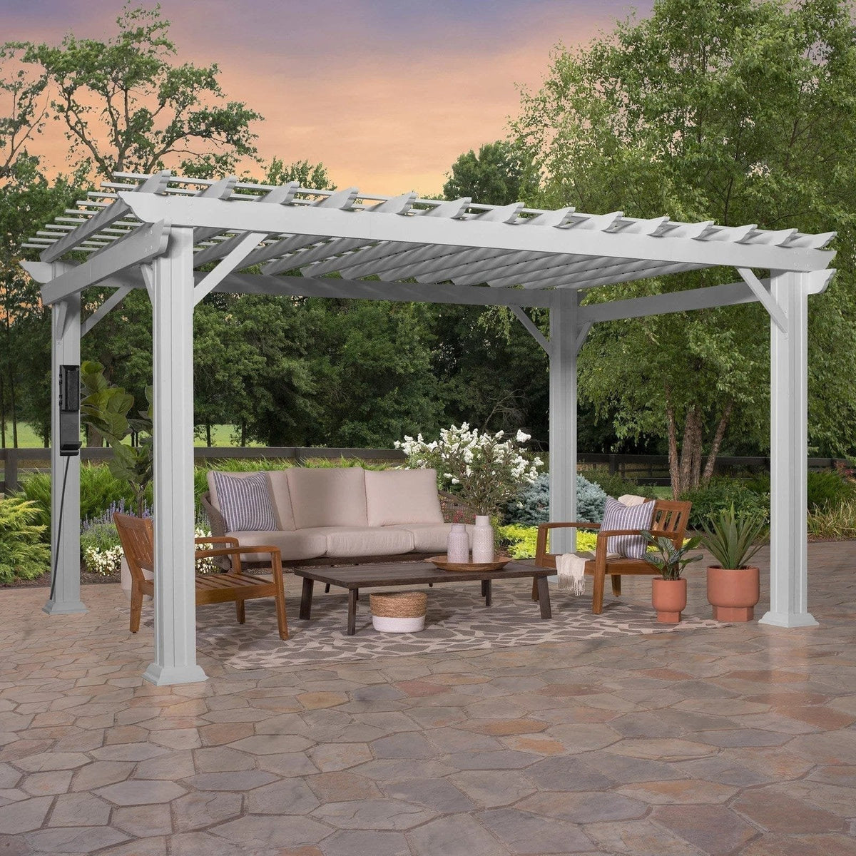 14×10 Hawthorne Traditional Steel Pergola With Sail Shade Soft Canopy image 0