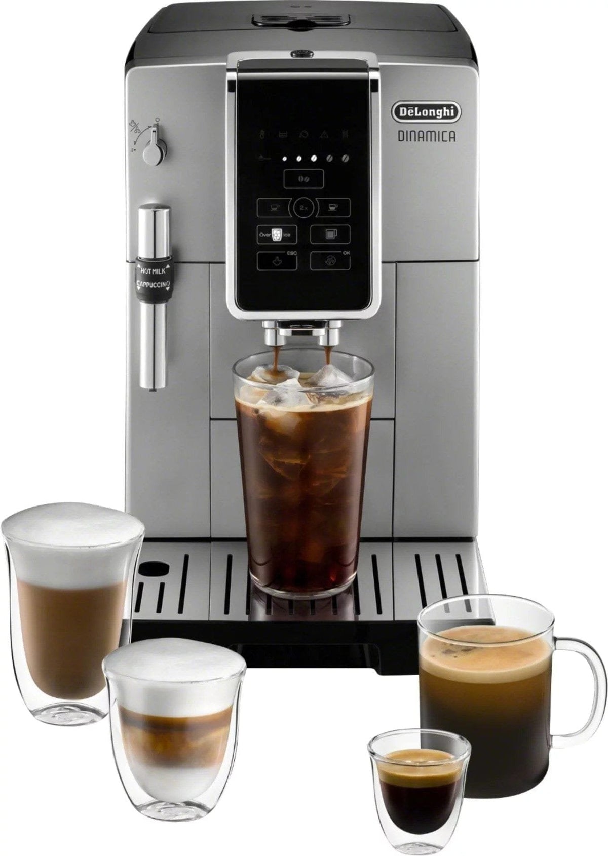 De’Longhi – Dinamica TrueBrew Over Ice Fully Automatic Coffee and Espresso Machine- Chrome and Black image 5