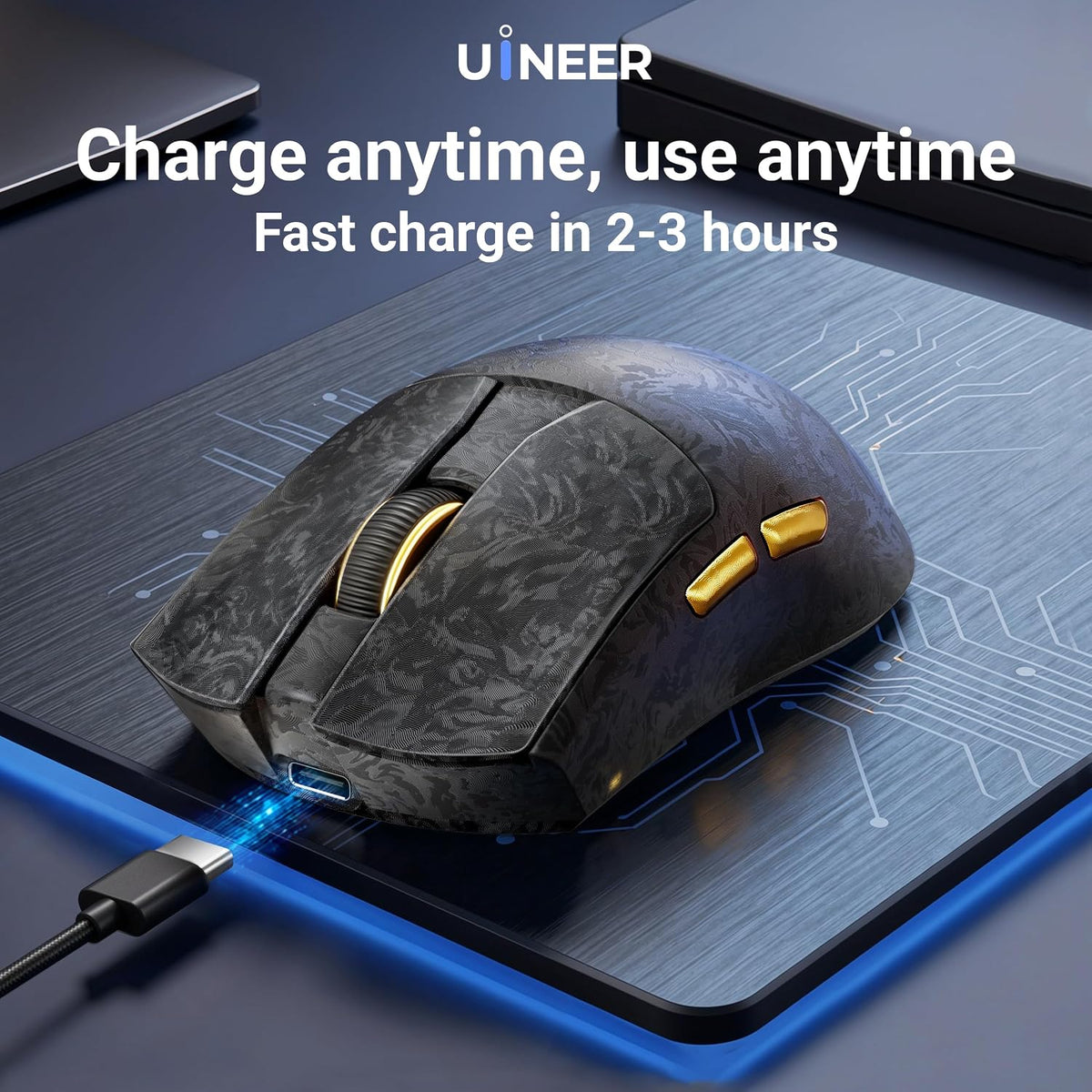 Uineer Wireless Gaming Mouse, Tri‑Mode 2.4G/Bluetooth/Wired, 32000 DPI