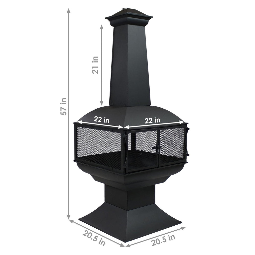 Sunnydaze 57″ 360-Degree View Steel Wood-Burning Chiminea with Grate, Poker, and Cover image 3