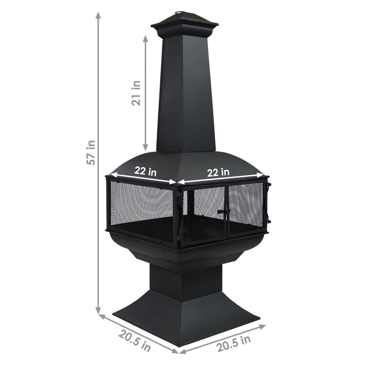 Sunnydaze 57″ 360-Degree View Steel Wood-Burning Chiminea with Grate, Poker, and Cover image 3