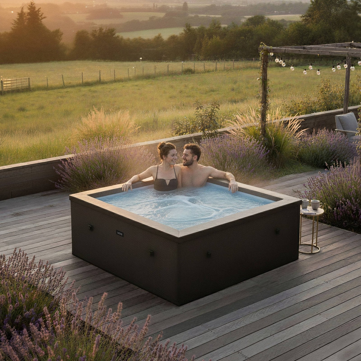 Wave Garda | 4-Person Eco Foam Hot Tub | Integrated Heater | Charcoal Black image 1