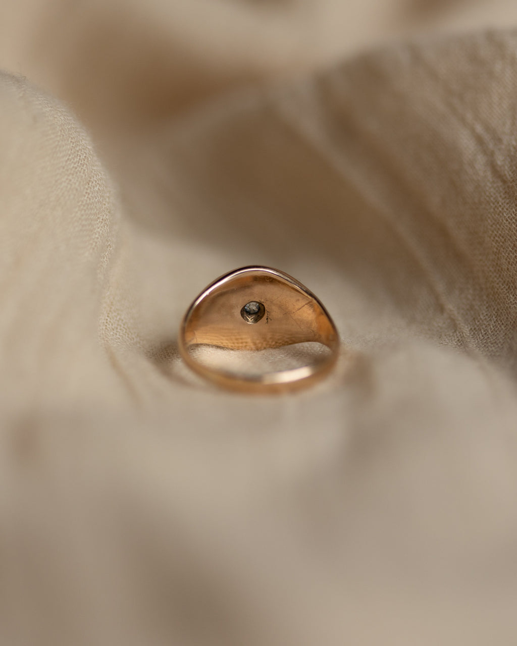 Estelle 1915 Antique 9ct Gold Star Set Diamond Signet Ring