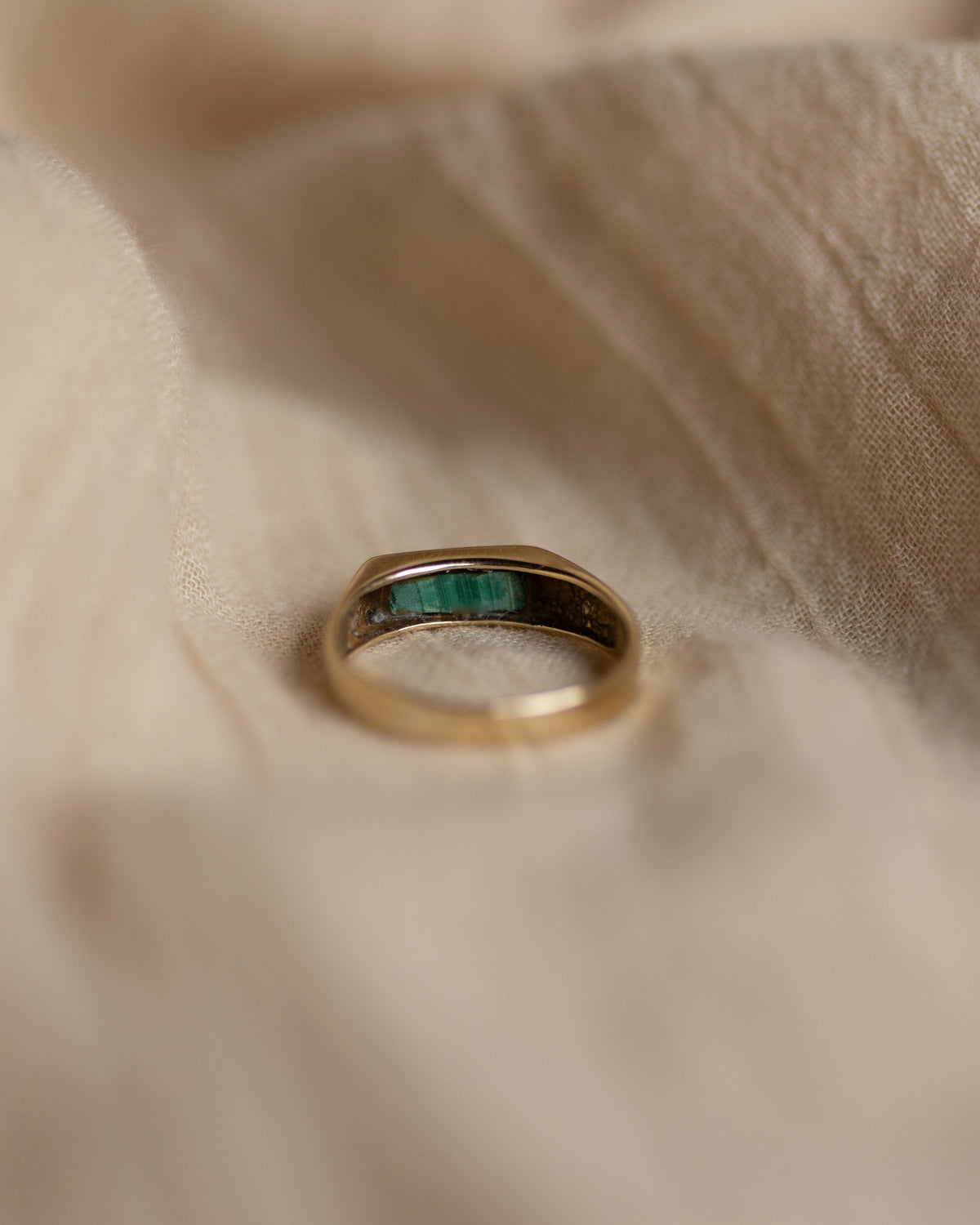 Fernande 1987 Vintage 9ct Gold Malachite Signet Ring