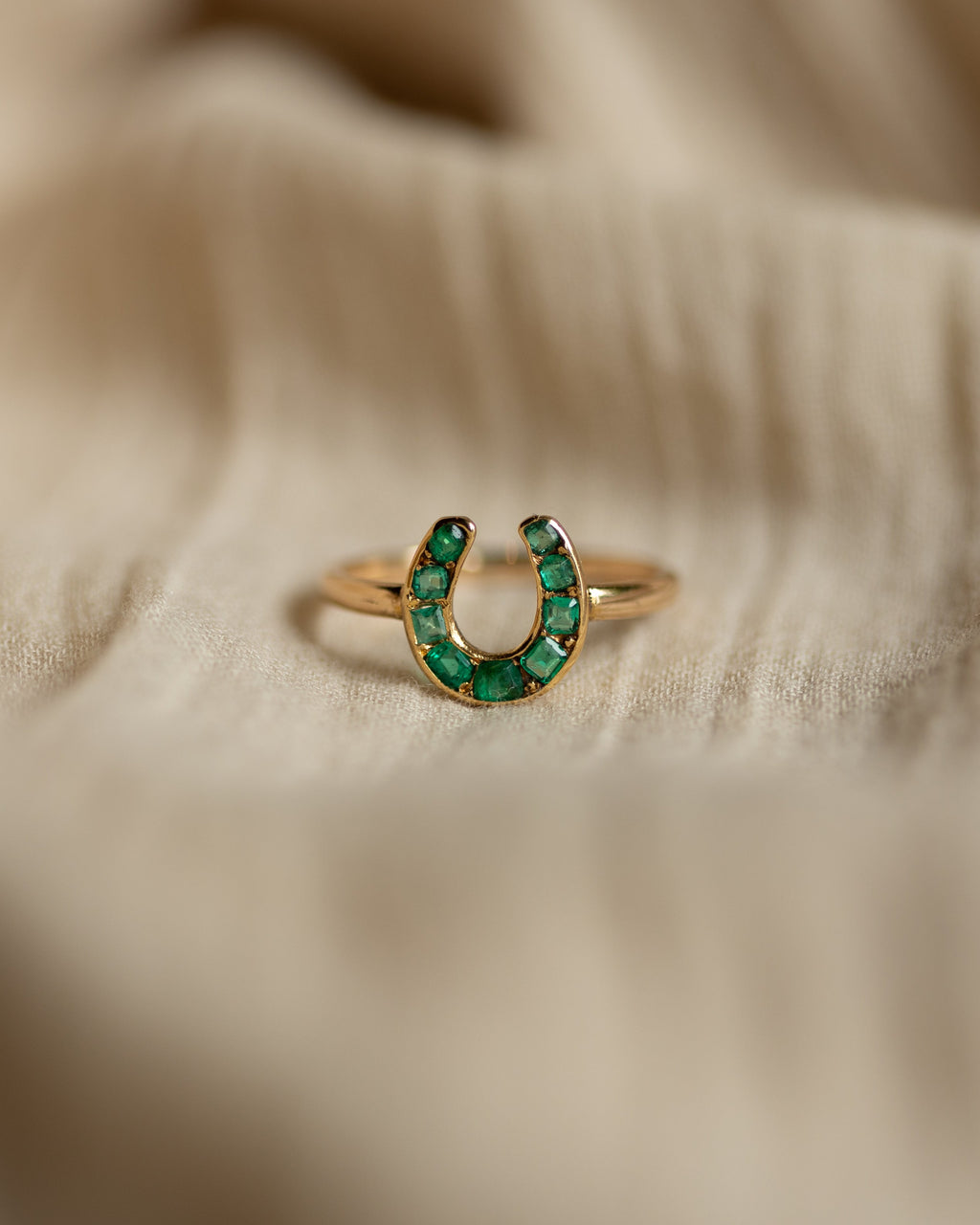 Agathe Antique 15ct Gold Emerald Horseshoe Ring