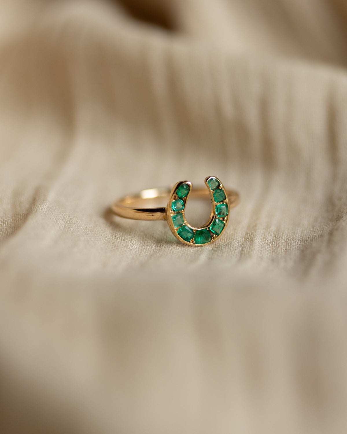 Agathe Antique 15ct Gold Emerald Horseshoe Ring