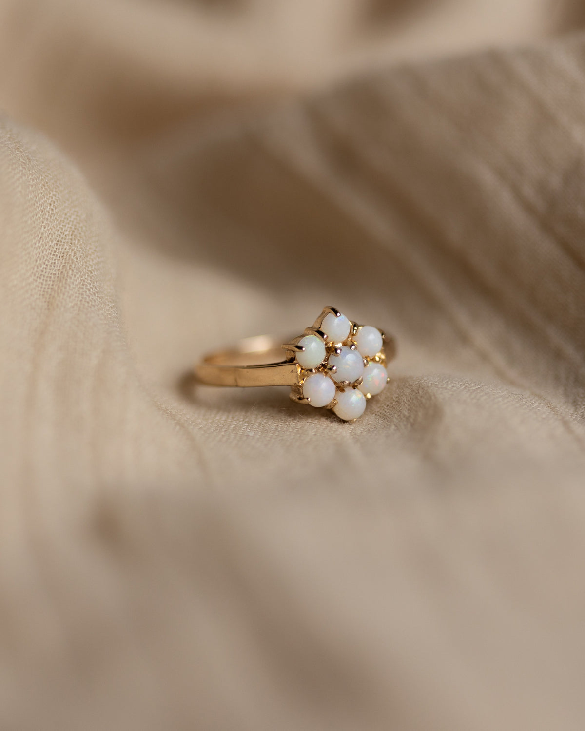 Harriet Vintage 9ct Gold Opal Flowerhead Cluster Ring