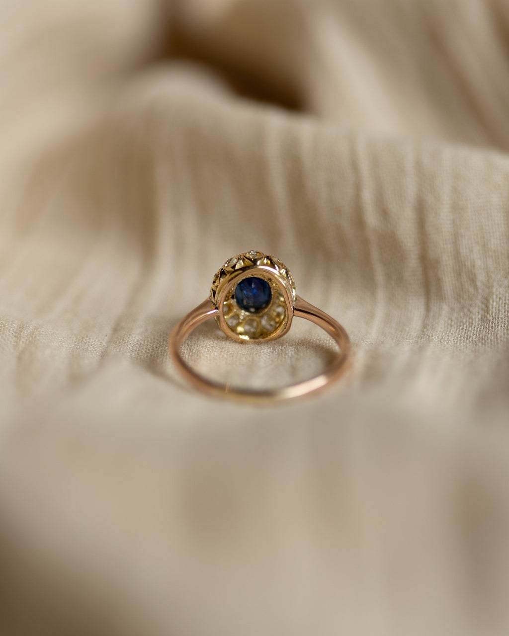 Lisette Antique 14ct Gold Sapphire & Diamond Cluster Ring