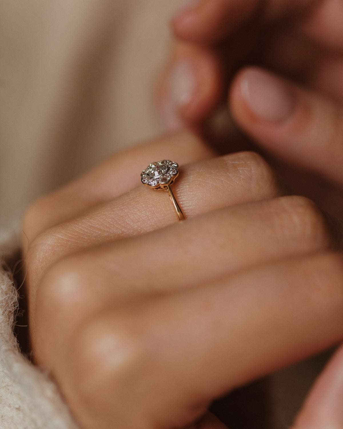 Vivienne Antique 18ct Gold Diamond Daisy Cluster Ring