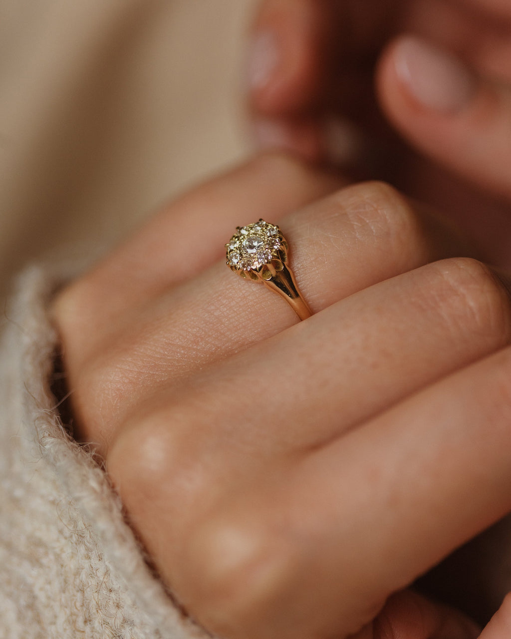 Juliette Antique 18ct Gold Diamond Cluster Ring