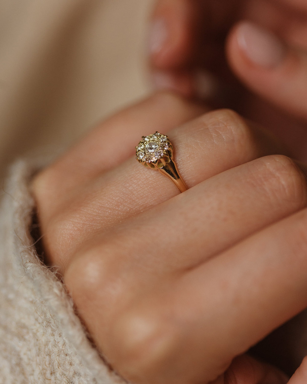Juliette Antique 18ct Gold Diamond Cluster Ring