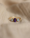 Erna Vintage 9ct Gold Amethyst & Blue Topaz Trilogy Ring