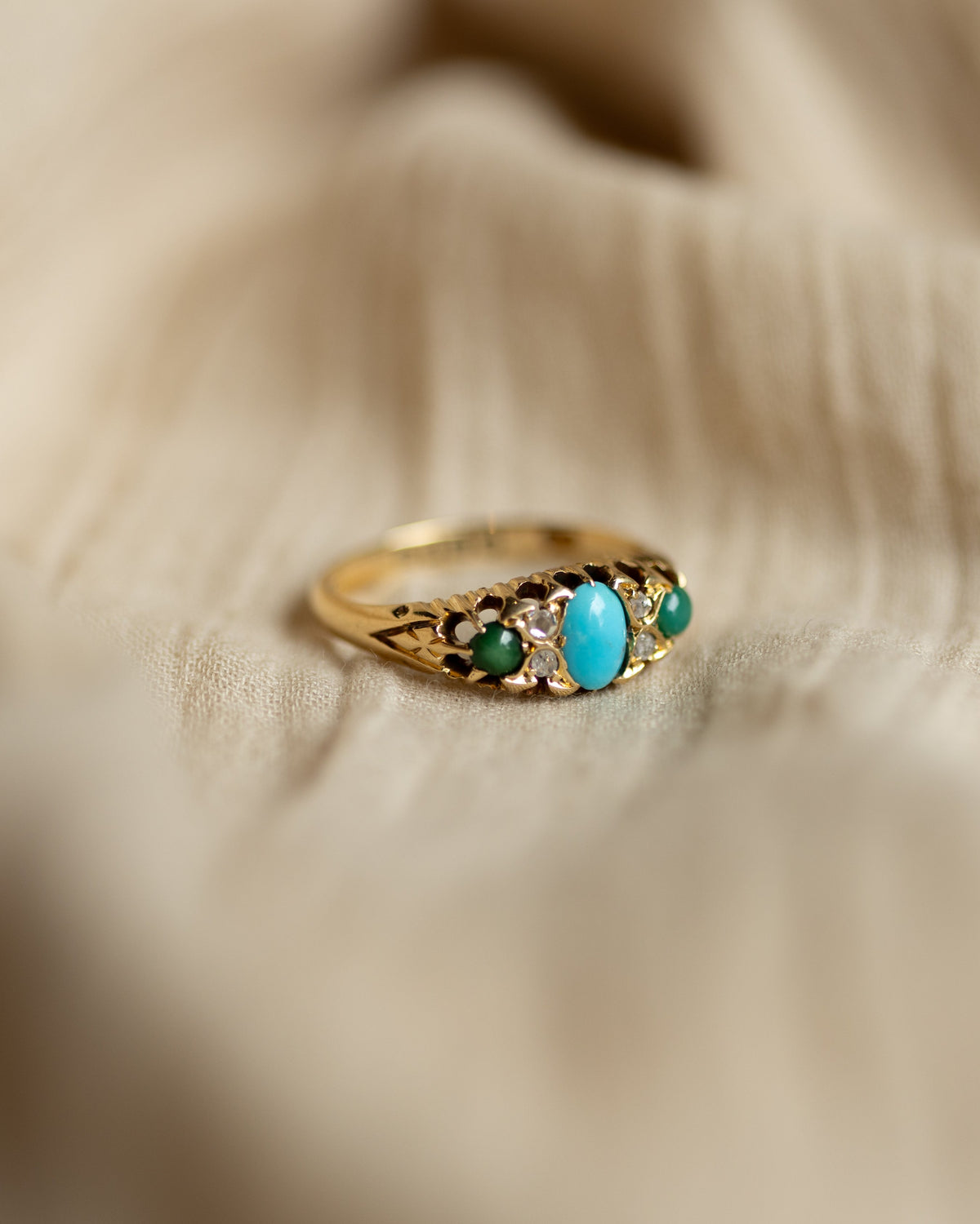 Helene 1902 Antique 18ct Gold Turquoise & Diamond Ring