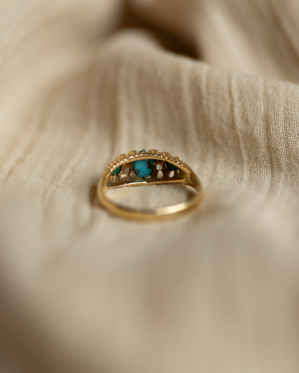 Helene 1902 Antique 18ct Gold Turquoise & Diamond Ring