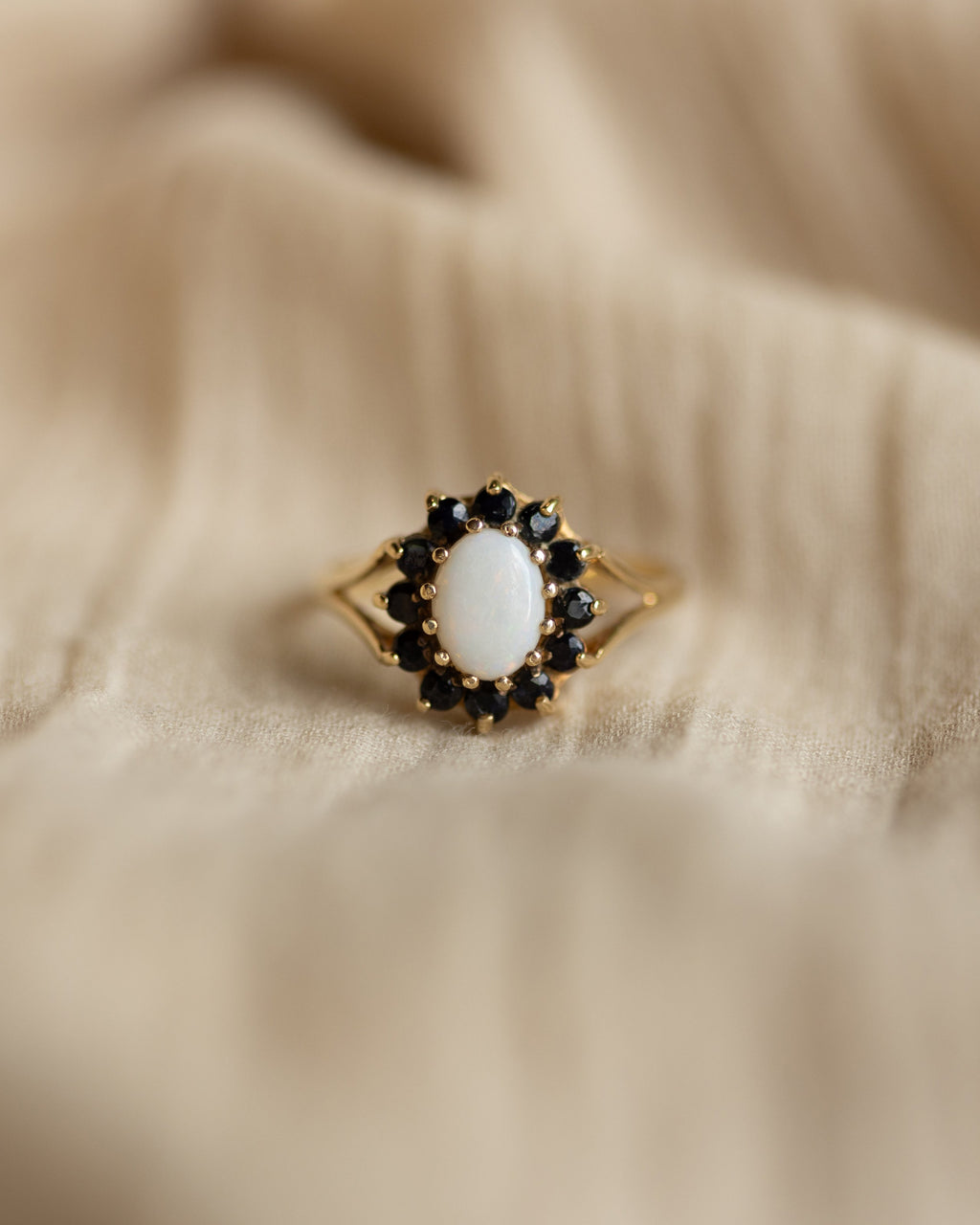 Patty Vintage 9ct Gold Opal & Sapphire Cluster Ring