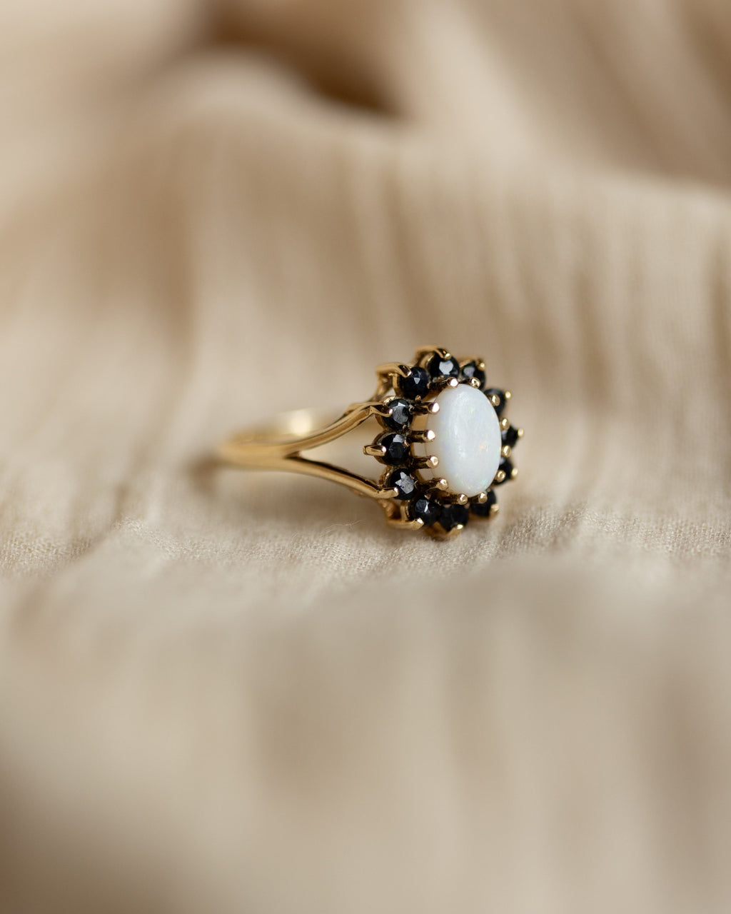 Patty Vintage 9ct Gold Opal & Sapphire Cluster Ring