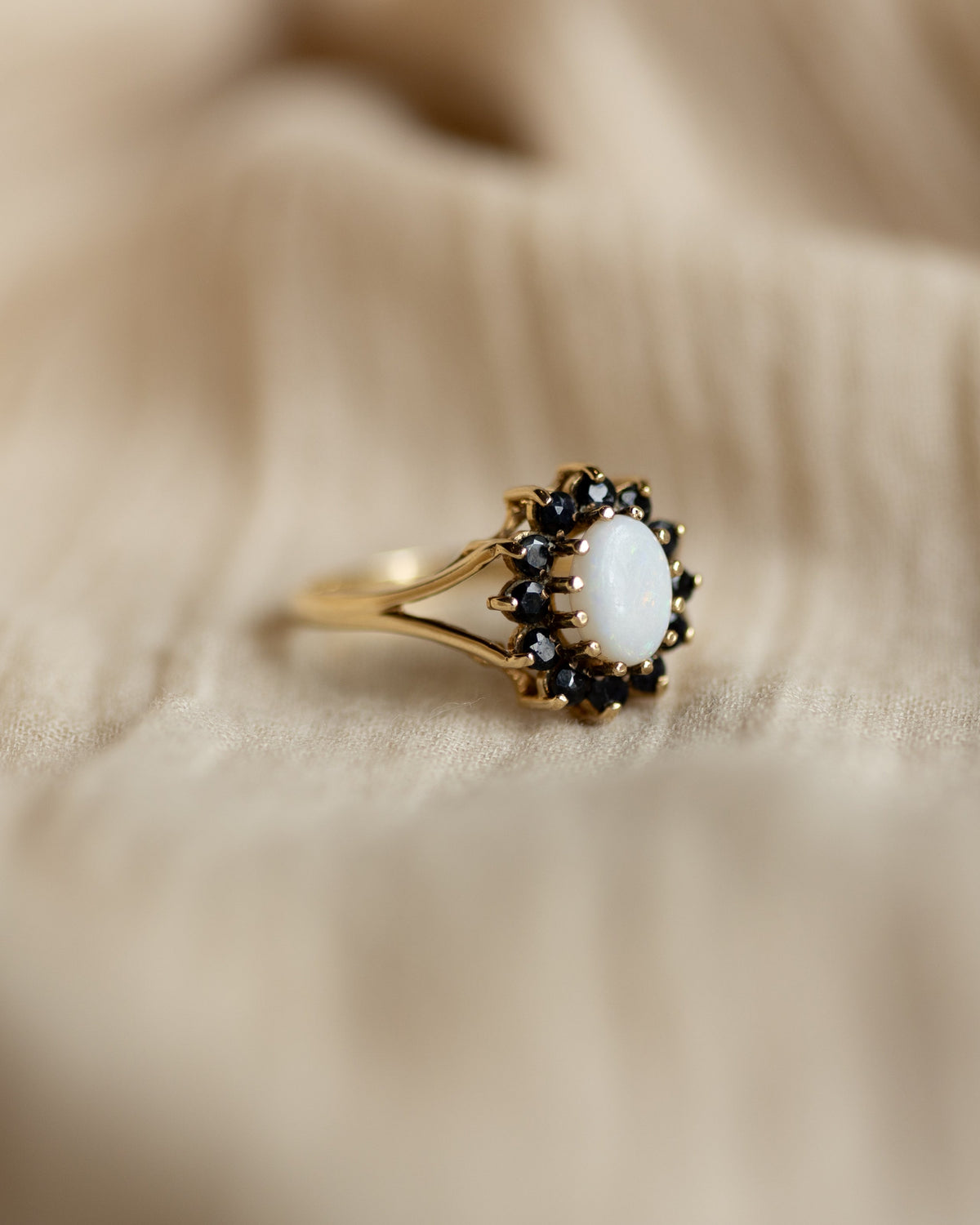 Patty Vintage 9ct Gold Opal & Sapphire Cluster Ring