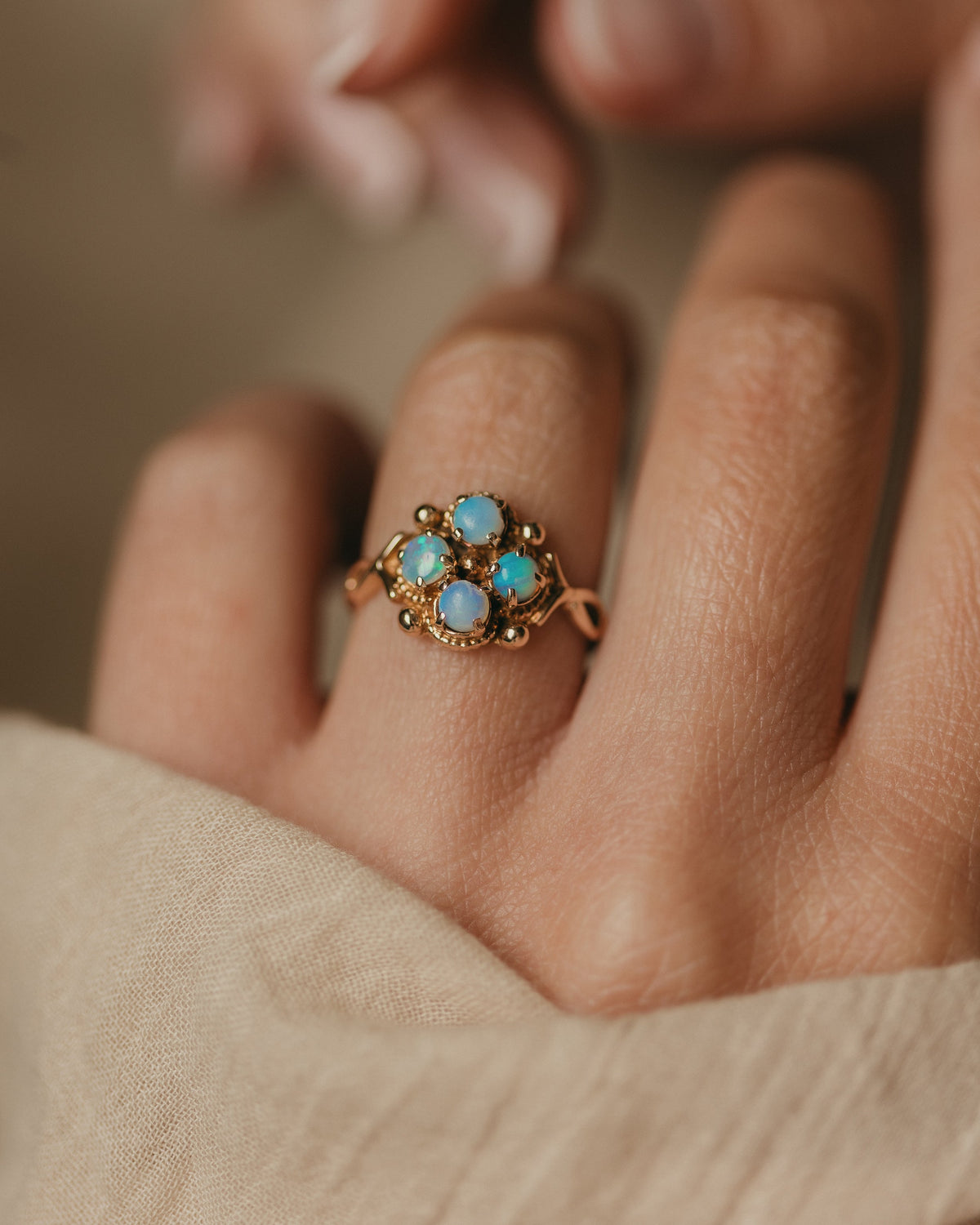 Brigitte Vintage 9ct Gold Opal Cluster Ring