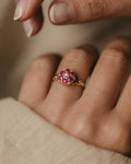 Therese 1908 Antique 18ct Gold Ruby & Diamond Cluster Ring
