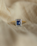 Manon Antique Art Deco 18ct Gold Sapphire & Diamond Rectangular Cluster