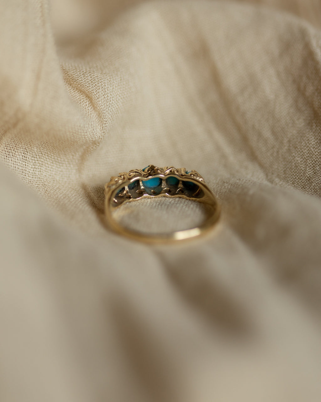 Tilly 1975 Vintage 9ct Gold Turquoise Five Stone Ring