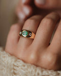 Grace Vintage 18ct Gold Emerald & Diamond Trilogy Rubover Ring