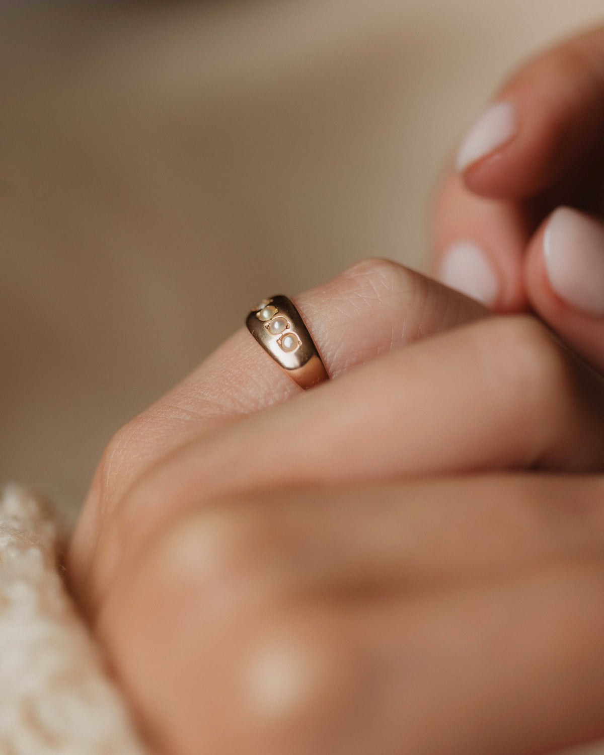 Thomasin Antique 15ct Gold Pearl Five Stone Ring