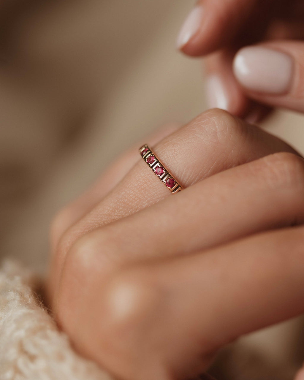 Renata Vintage 9ct Gold Ruby Full Eternity Ring