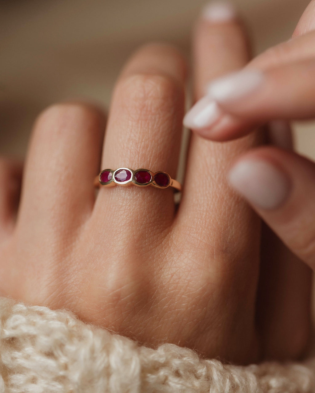 Molly Vintage 9ct Gold Ruby Four Stone Ring