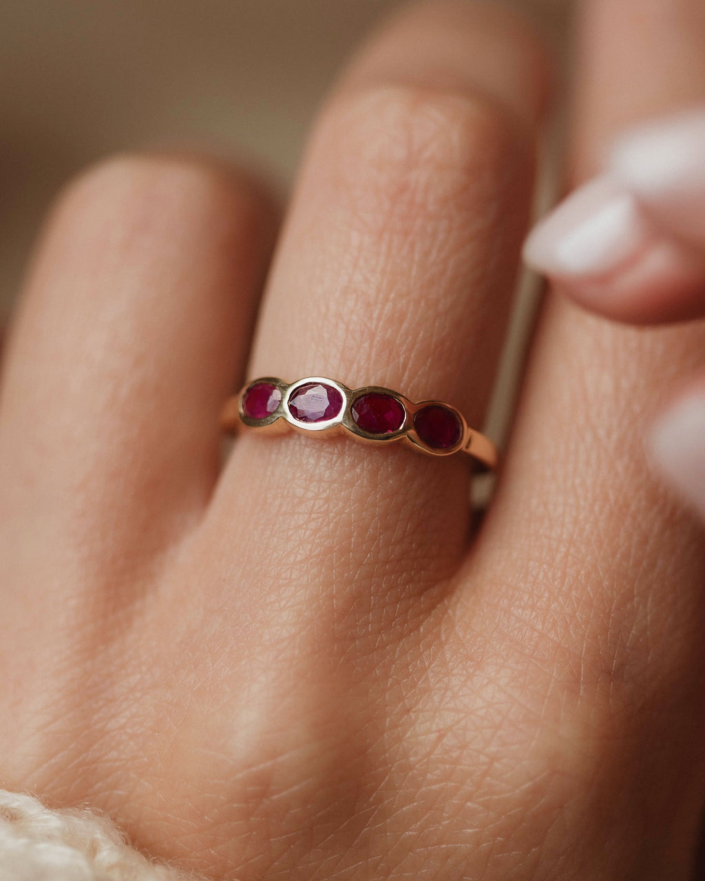 Molly Vintage 9ct Gold Ruby Four Stone Ring