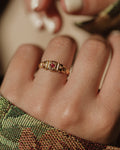 Minerva Antique 18ct Gold Ruby & Diamond Five Stone Ring