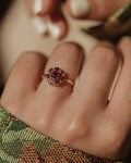 Beth Antique 9ct Gold Almandine Garnet Cluster Ring