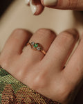 Vera Antique 18ct Gold Emerald & Diamond Trilogy Ring
