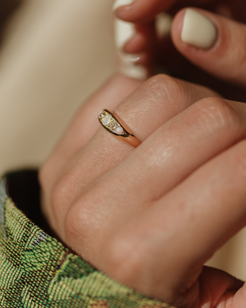 Dorothea Antique 14ct Gold Opal & Diamond Five Stone Ring