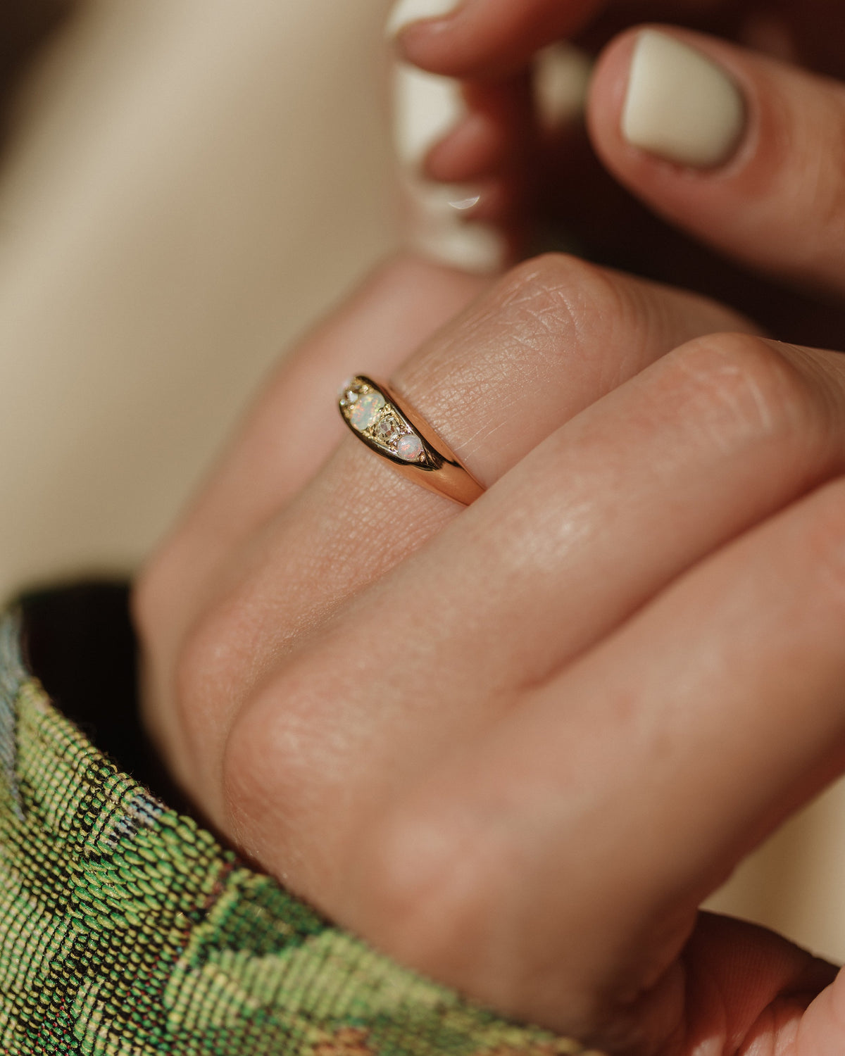 Dorothea Antique 14ct Gold Opal & Diamond Five Stone Ring