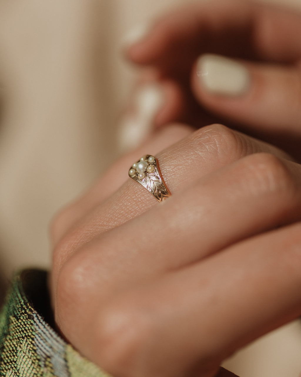 Lilibeth Antique 9ct Gold Pearl Cluster Ring