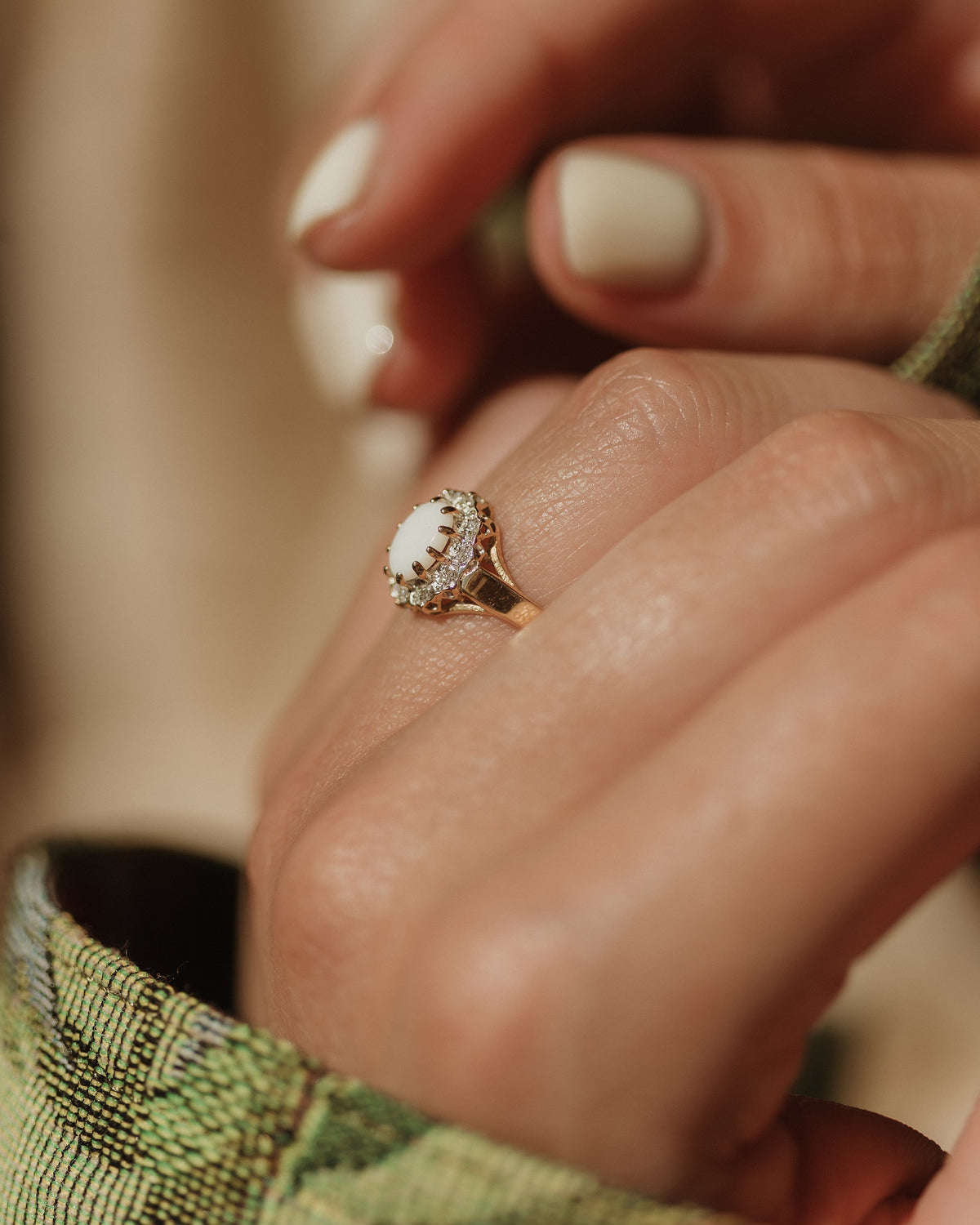 Helena Vintage 9ct Gold Opal & Diamond Cluster Ring