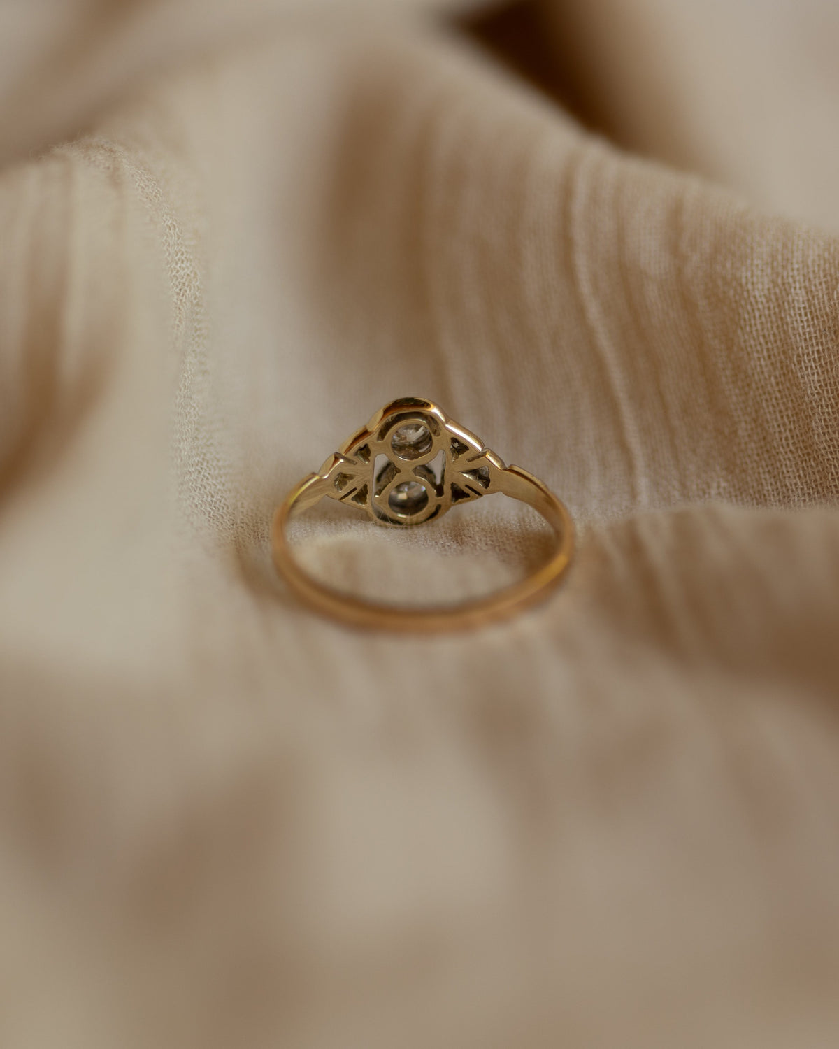 Fenella Antique Art Deco 18ct Gold Diamond Panel Ring
