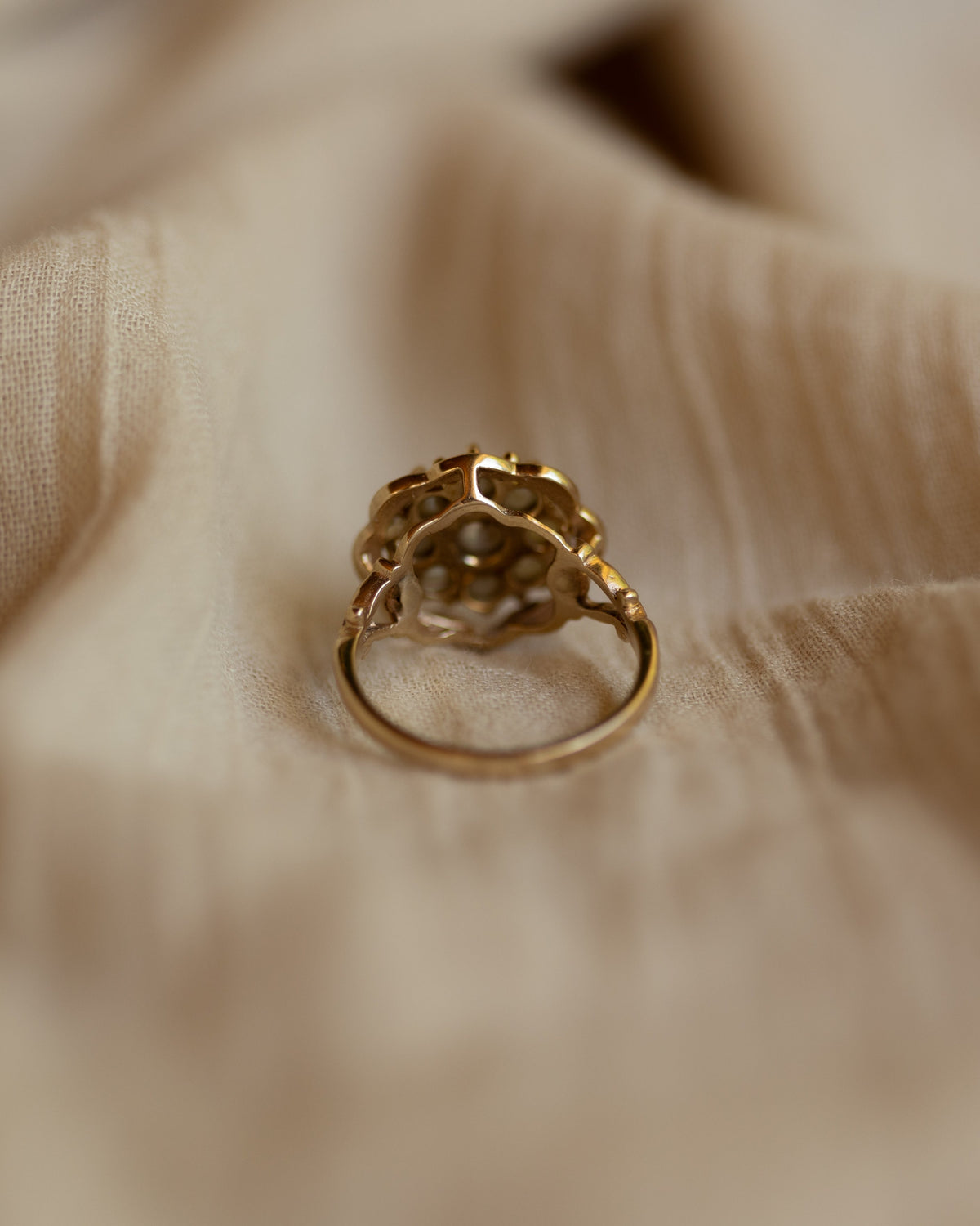 Alberta 1959 Vintage 9ct Gold Pearl Cluster Ring