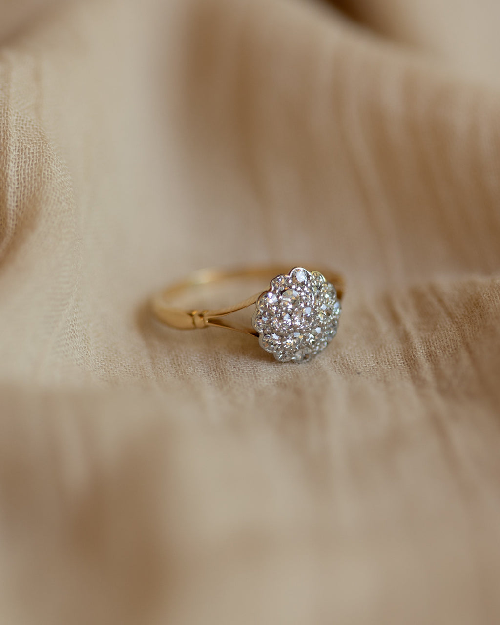 Belinda Antique 18ct Gold Diamond Cluster Ring