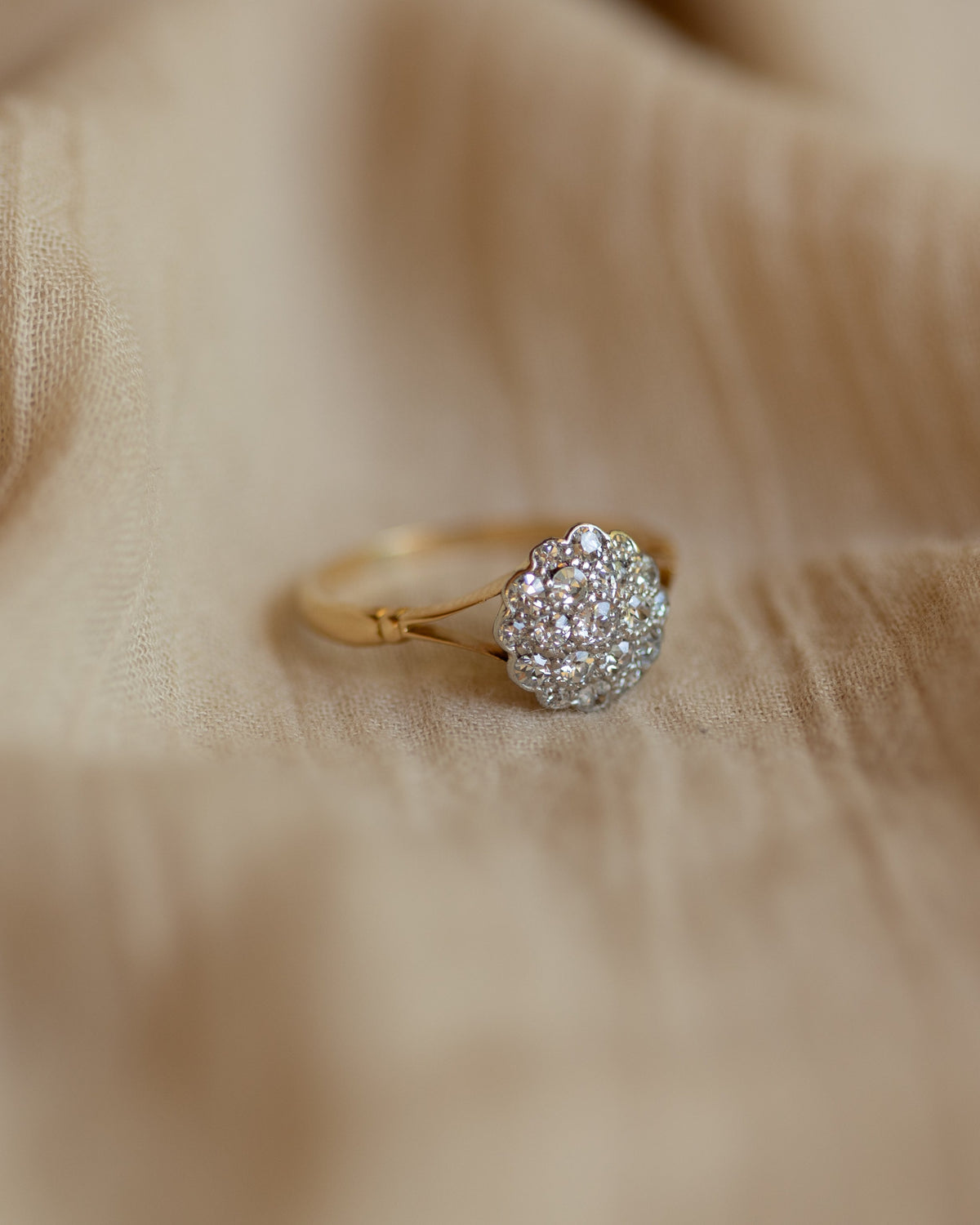Belinda Antique 18ct Gold Diamond Cluster Ring