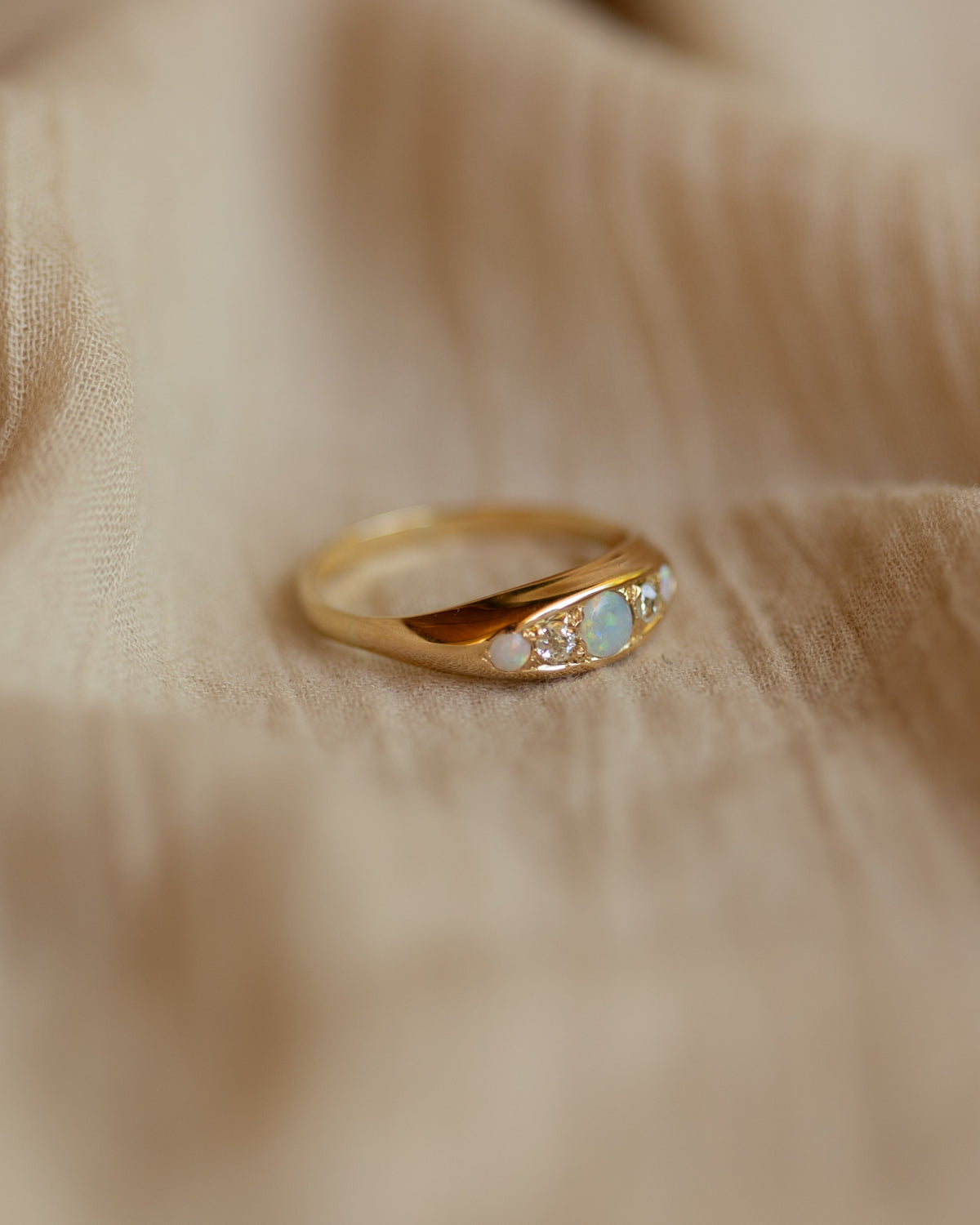 Dorothea Antique 14ct Gold Opal & Diamond Five Stone Ring