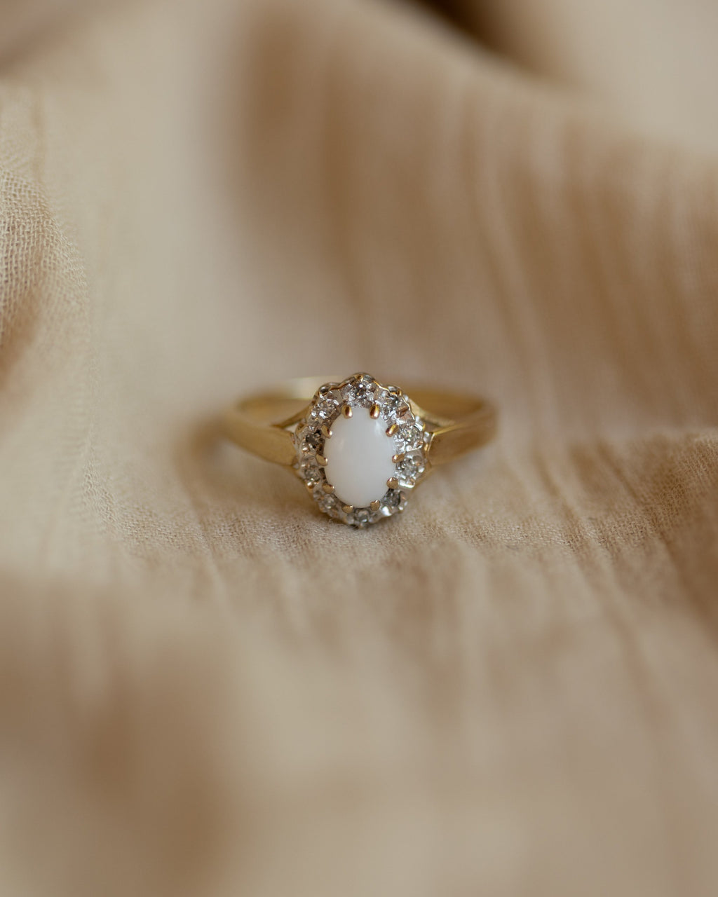 Helena Vintage 9ct Gold Opal & Diamond Cluster Ring