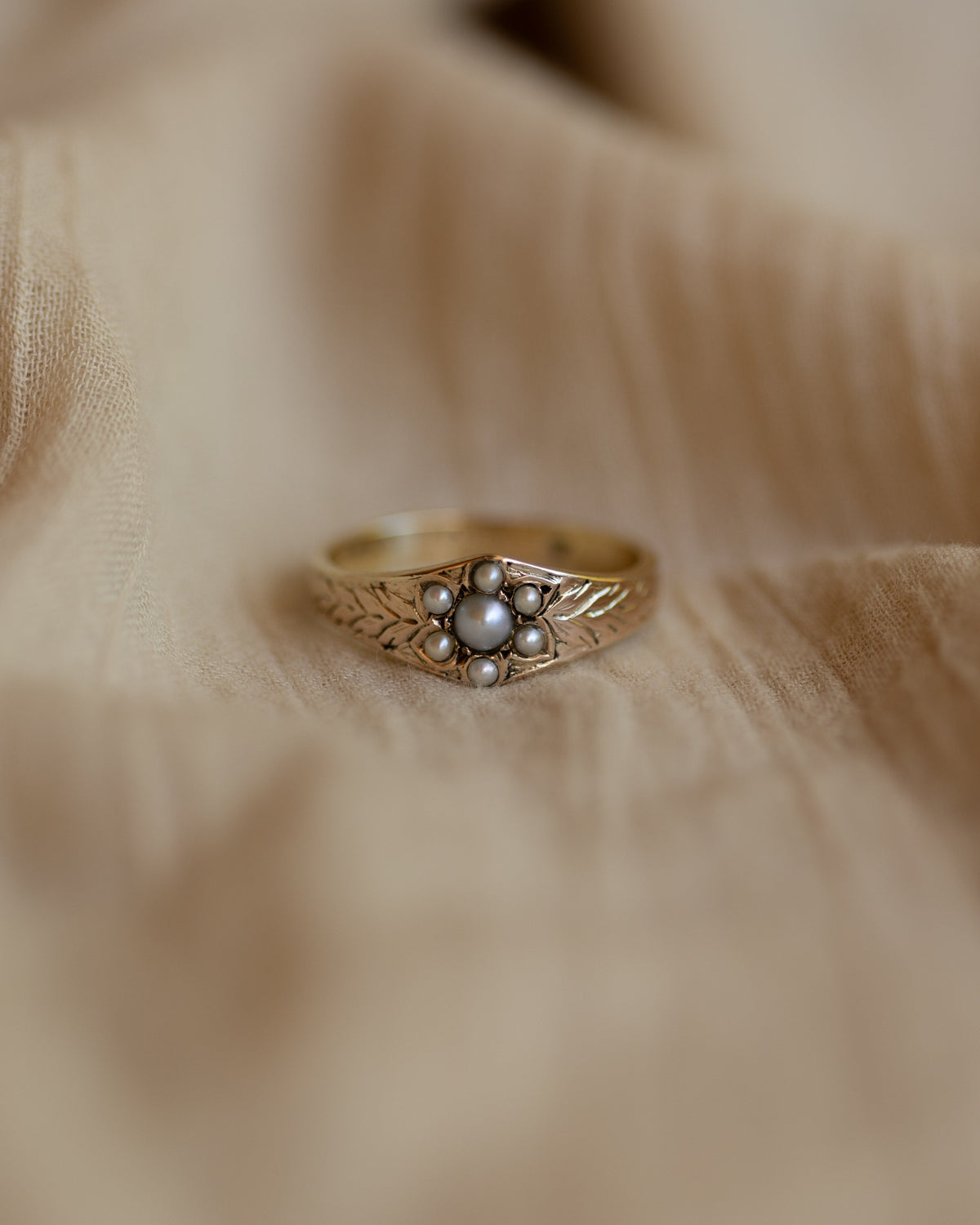 Lilibeth Antique 9ct Gold Pearl Cluster Ring