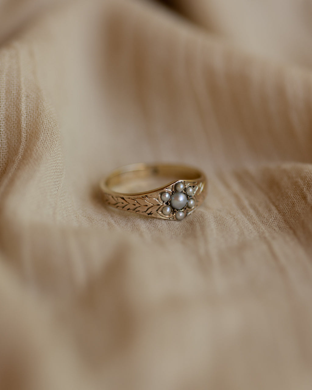 Lilibeth Antique 9ct Gold Pearl Cluster Ring
