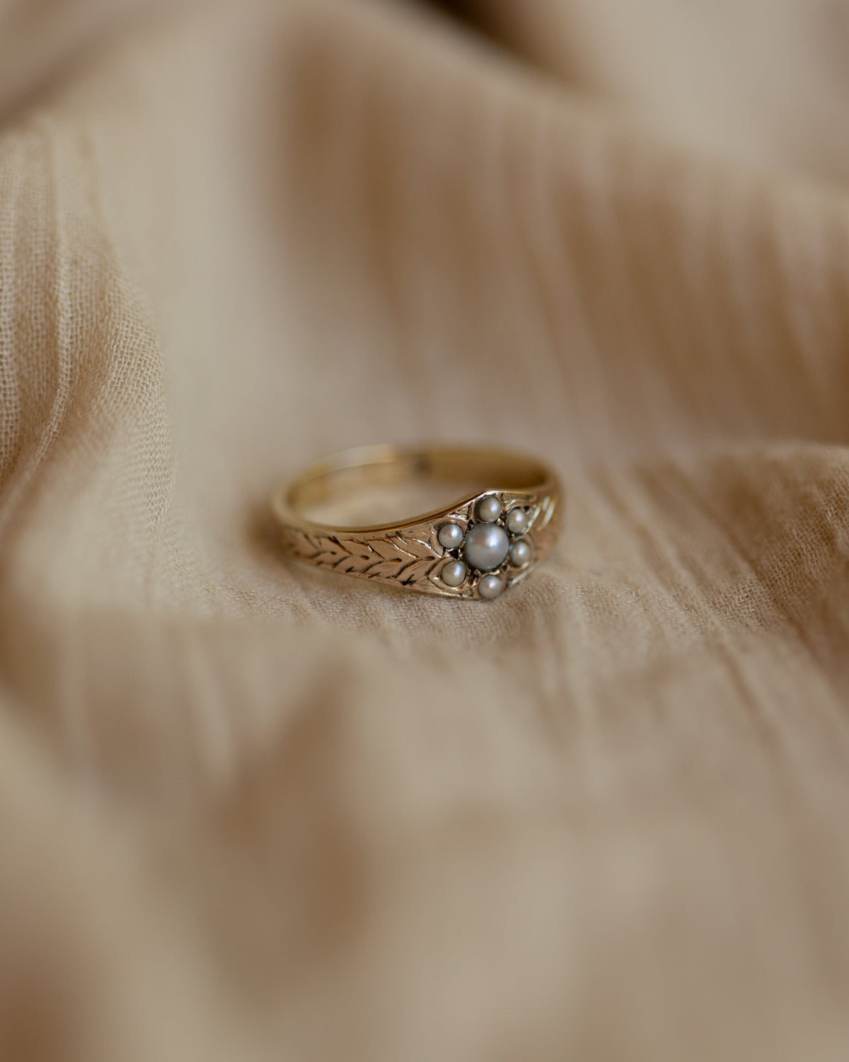 Lilibeth Antique 9ct Gold Pearl Cluster Ring
